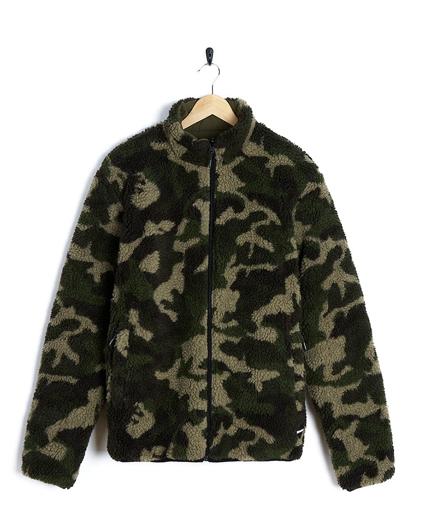 The Saltrock Cirrus - Quilted Reversible Jacket - Dark Green in camouflage.