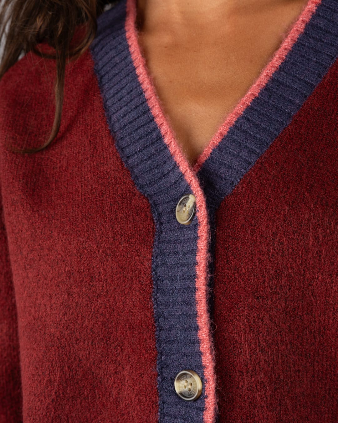 Eden Womens Cardigan in Dark Red