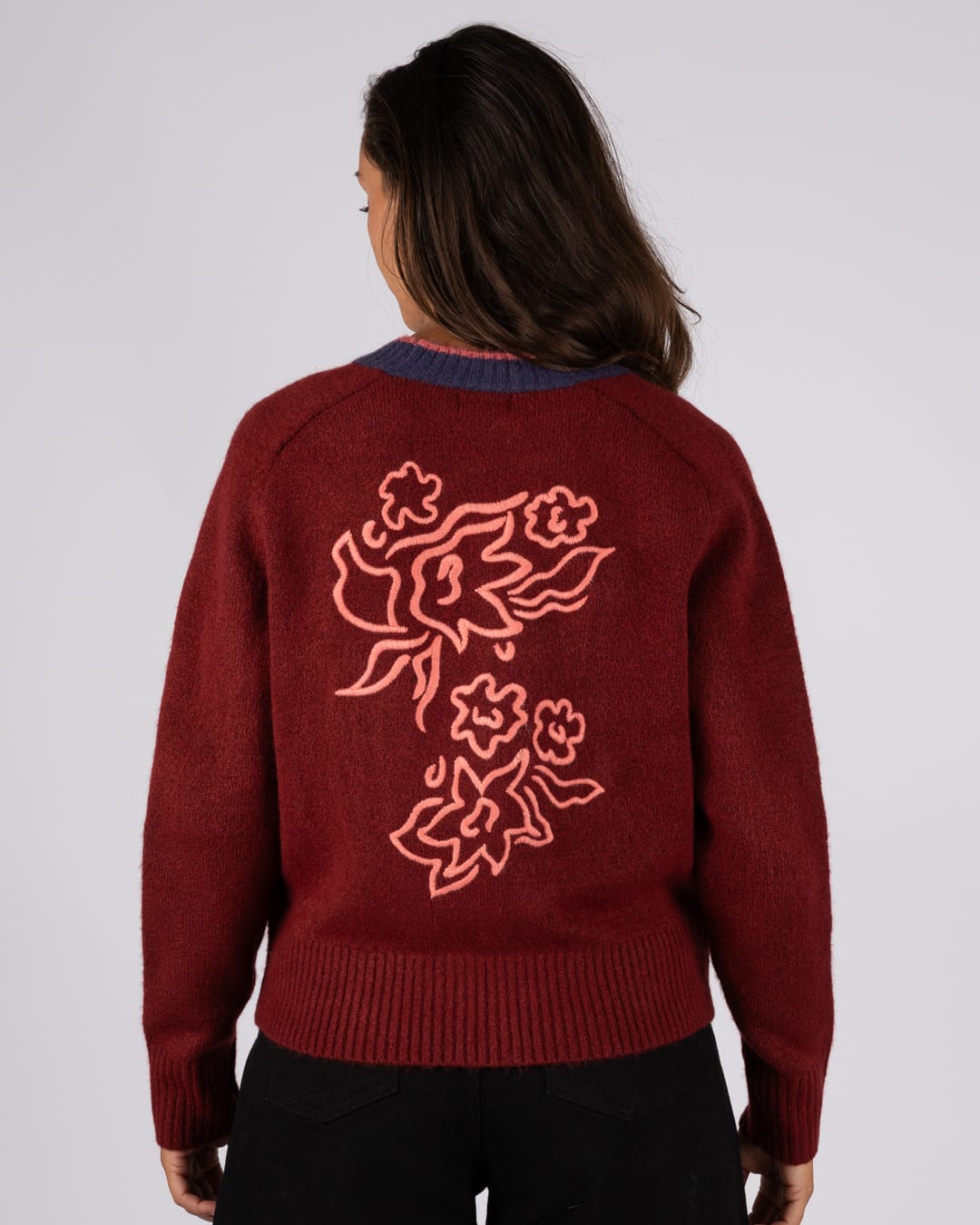 Eden Womens Cardigan in Dark Red