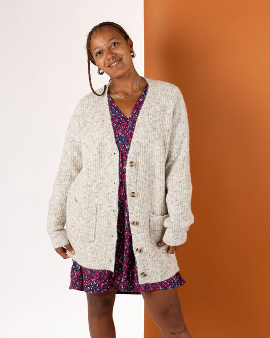 Juno Womens Longline Cardigan in Cream