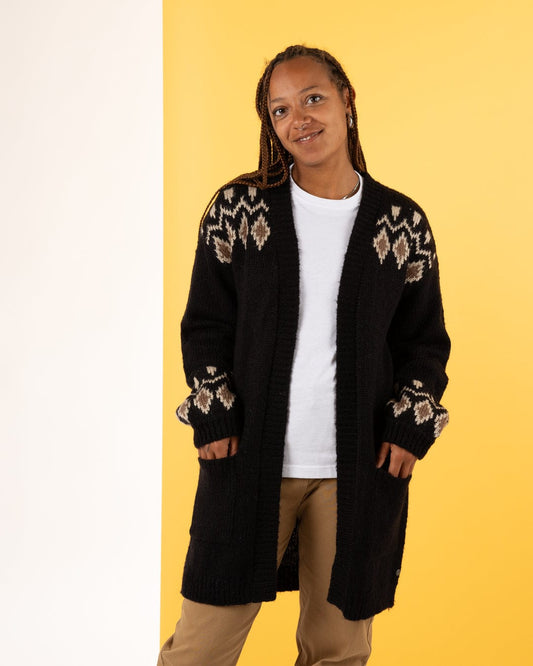 Etta - Womens Longline Cardigan - Black