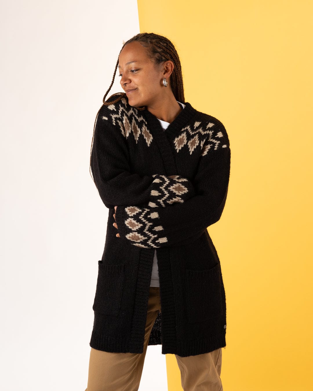 Etta - Womens Longline Cardigan - Black