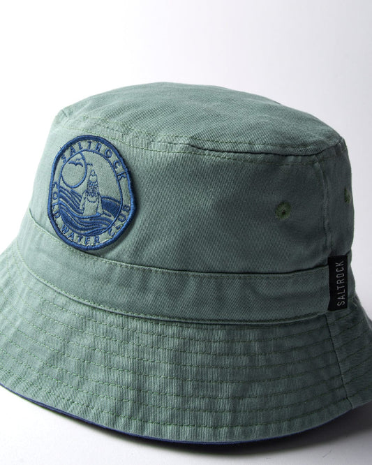 Saltrock Cold Water Club - Bucket Hat - Light Green with an embroidered badge on the front.