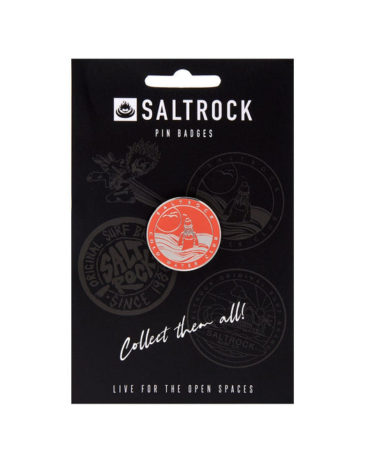 A Saltrock Cold Water Club pin badge packaging with a single Orange Pin displayed.