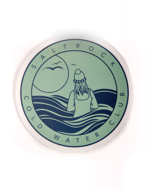 Saltrock Cold Water Club Stickers in light green, perfect for those who love cold water adventures.