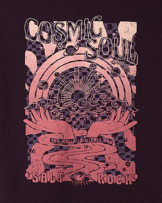 Saltrock Cosmic Soul - Kids Pop Longline Hoodie - Dark Purple.