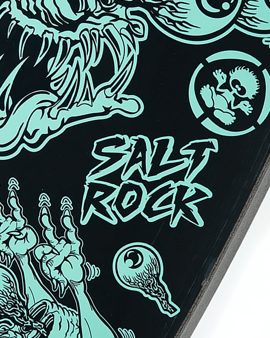 A skateboard with the words Saltrock Creeper 37" Bodyboard - Turquoise on it.