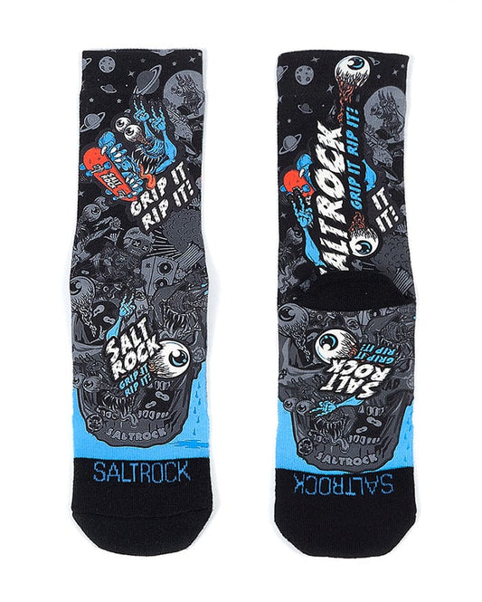 A statement pair of Saltrock Creepshow - Kids Socks - Black with a fashionable design.