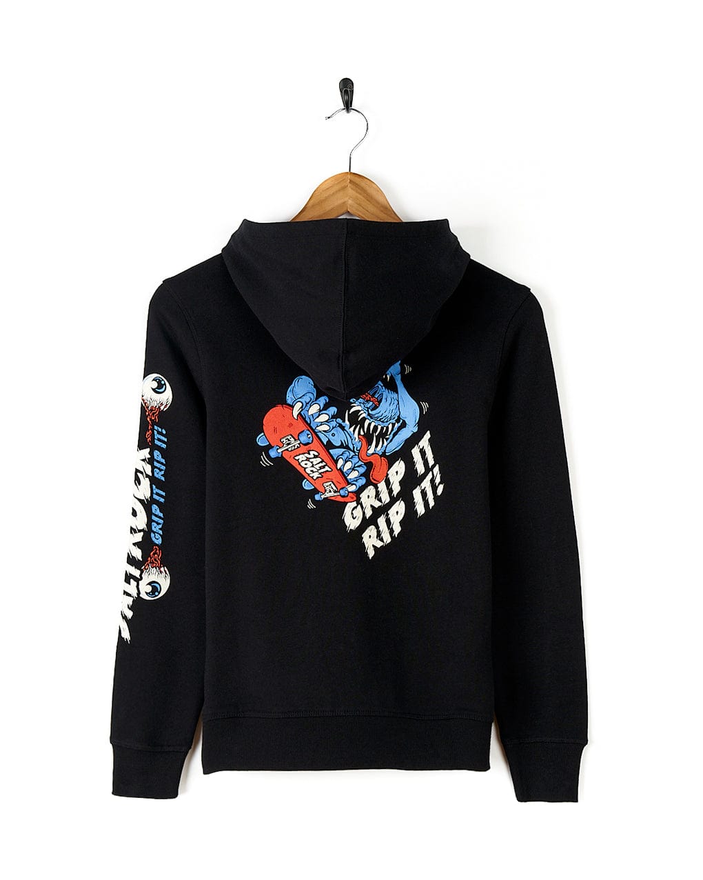 The Creepshow - Kids Pop Hoodie - Black featuring Saltrock branding is a stylish apparel option for those seeking adventure. With its dynamic blue and red design, this black hoodie adds a touch of edge to any.
