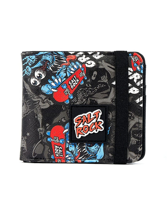 A Saltrock Creep Show - Wallet - Black with a skateboard design on it.