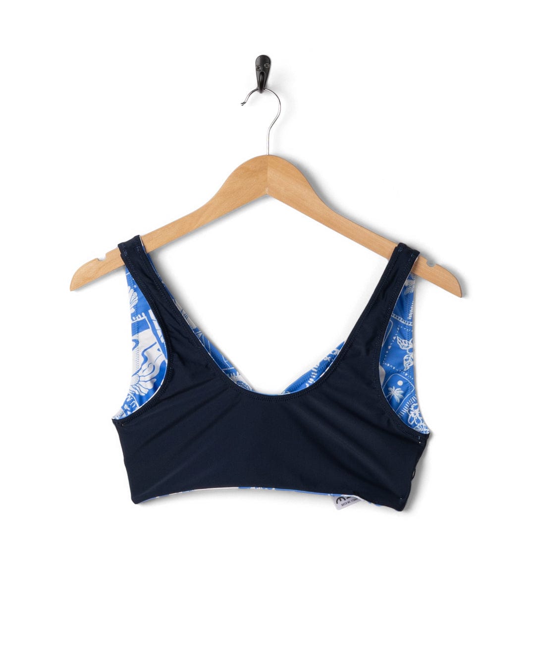 Island Tiles Womens Reversible Bikini Top in Blue