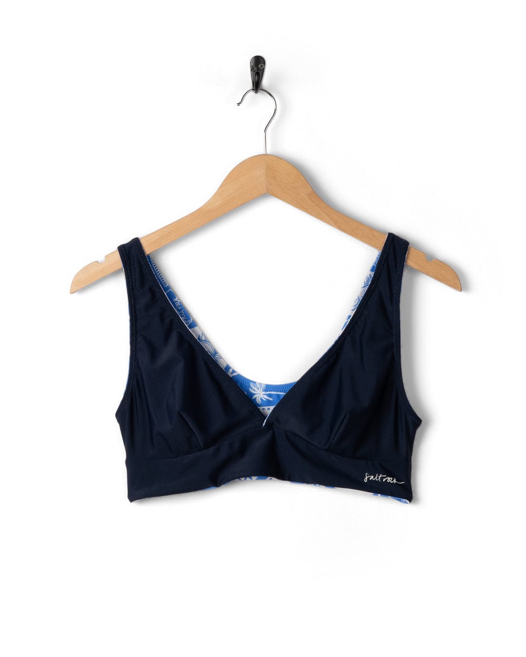 Island Tiles Womens Reversible Bikini Top in Blue