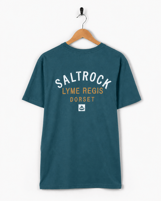 Lyme Regis Location Mens T-Shirt in Teal