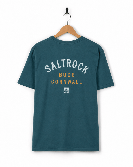 Bude Mens Location T-Shirt in Teal