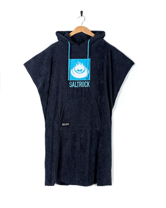 A hooded poncho with the brand name Saltrock on it, quick drying and ultra-absorbent.