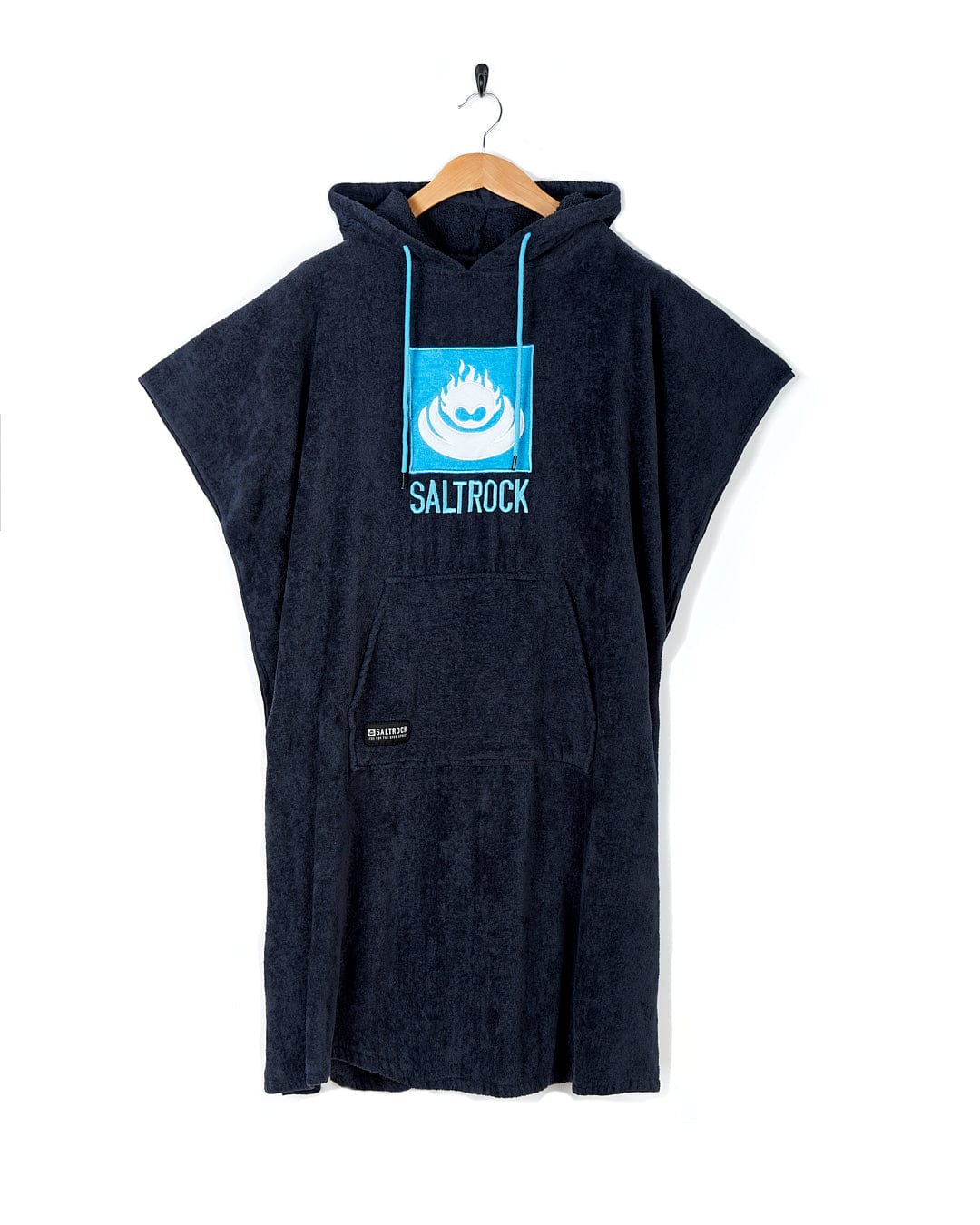 A hooded poncho with the brand name Saltrock on it, quick drying and ultra-absorbent.