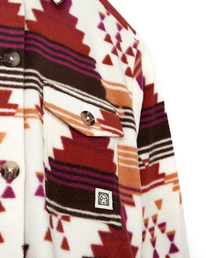 A versatile Dallyn - Kids Aztec Fleece Shacket - Orange with an aztec pattern on it by Saltrock.