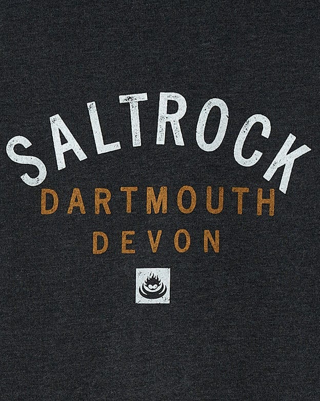 Saltrock Dartmouth Devon Location Zip Hoodie - Dark Grey T-shirt.