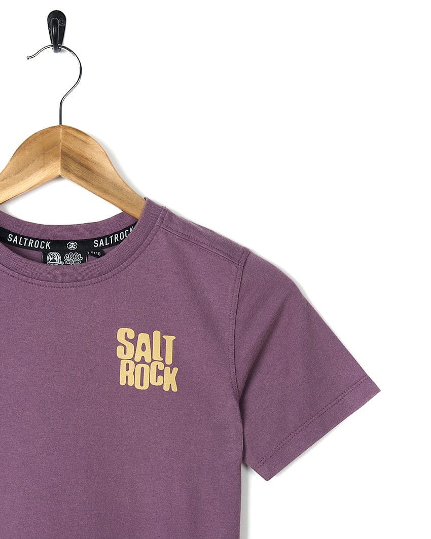 A Dawnrise - Kids Short Sleeve T-Shirt - Purple with the brand name Saltrock on it.