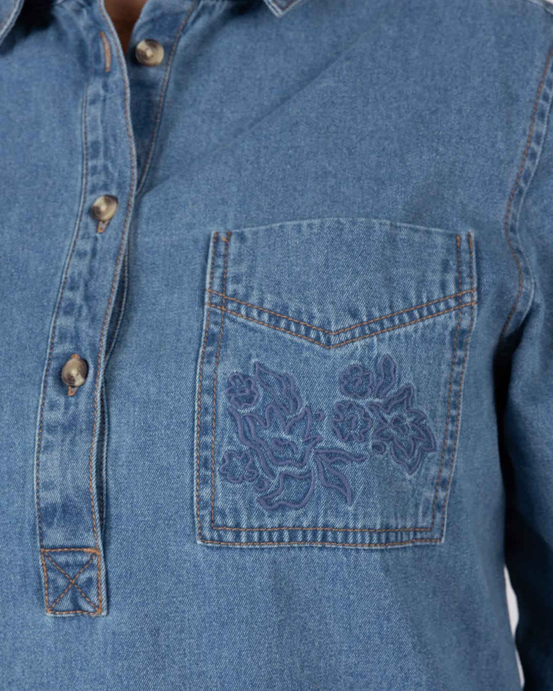 Orea Womens Denim Shirt Dress in Blue