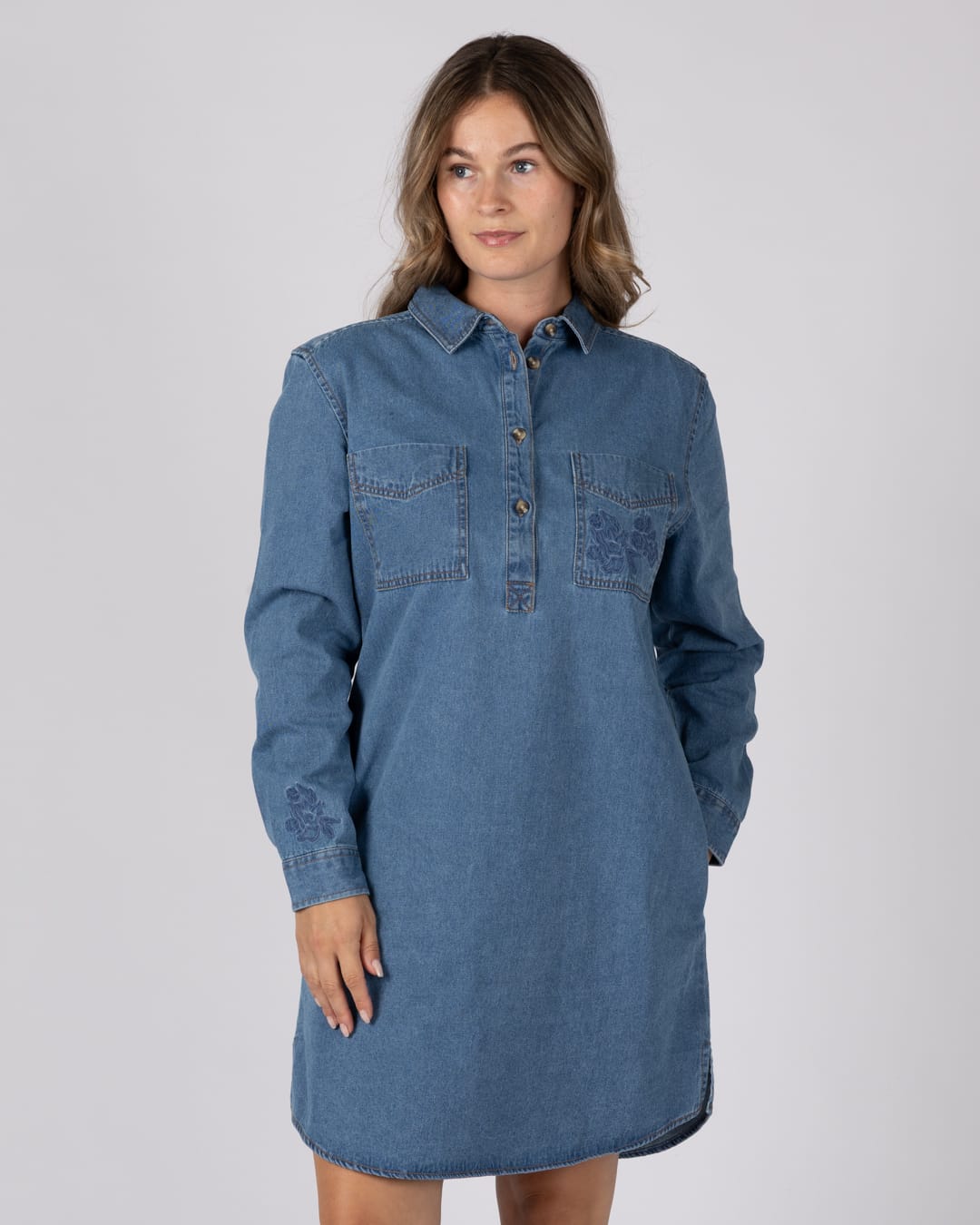 Orea Womens Denim Shirt Dress in Blue