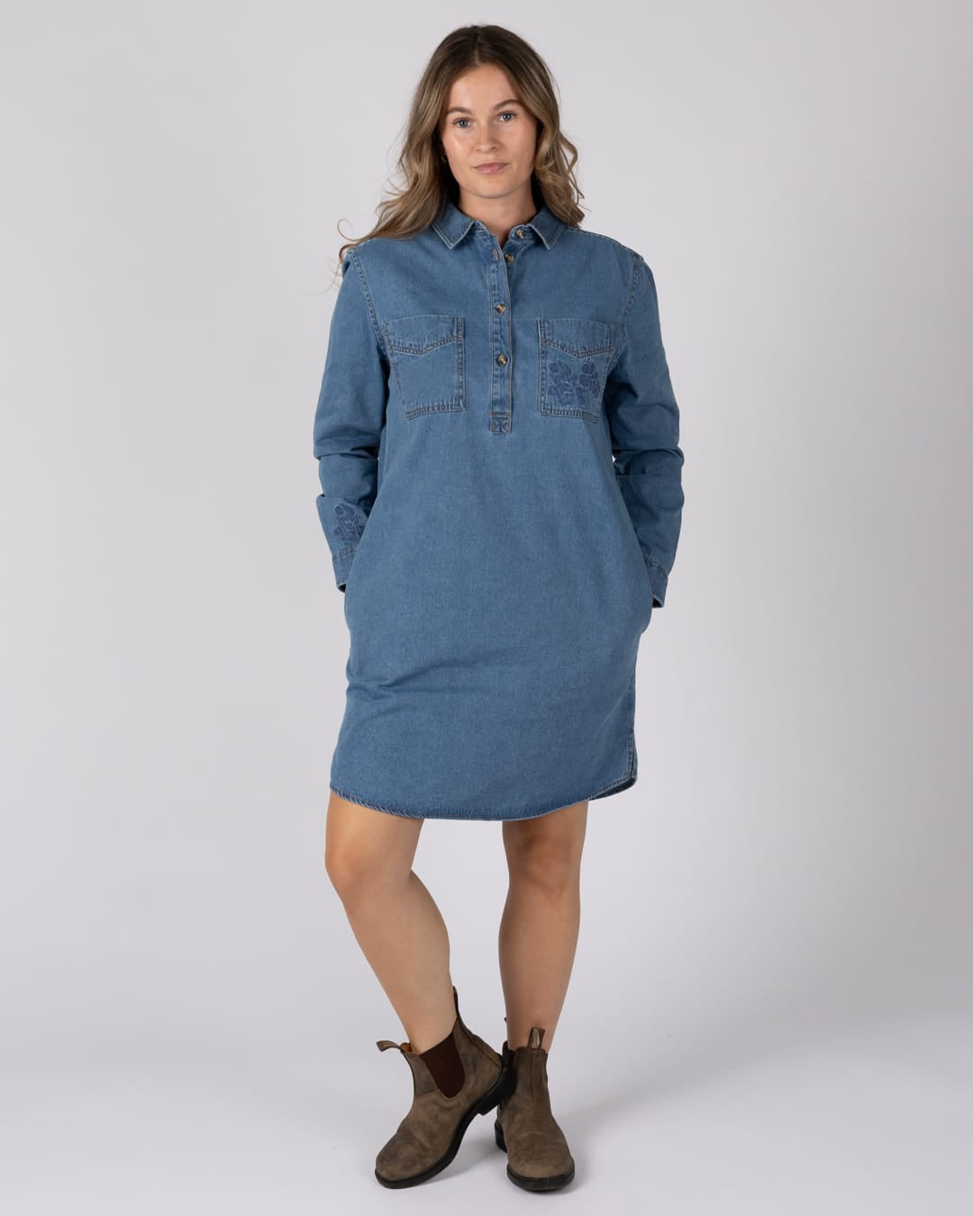Orea Womens Denim Shirt Dress in Blue