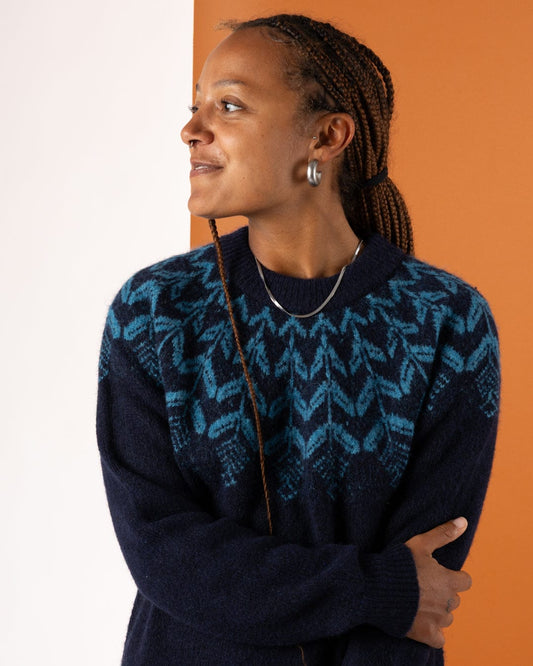 Fairisle - Womens Knitted Dress - Blue