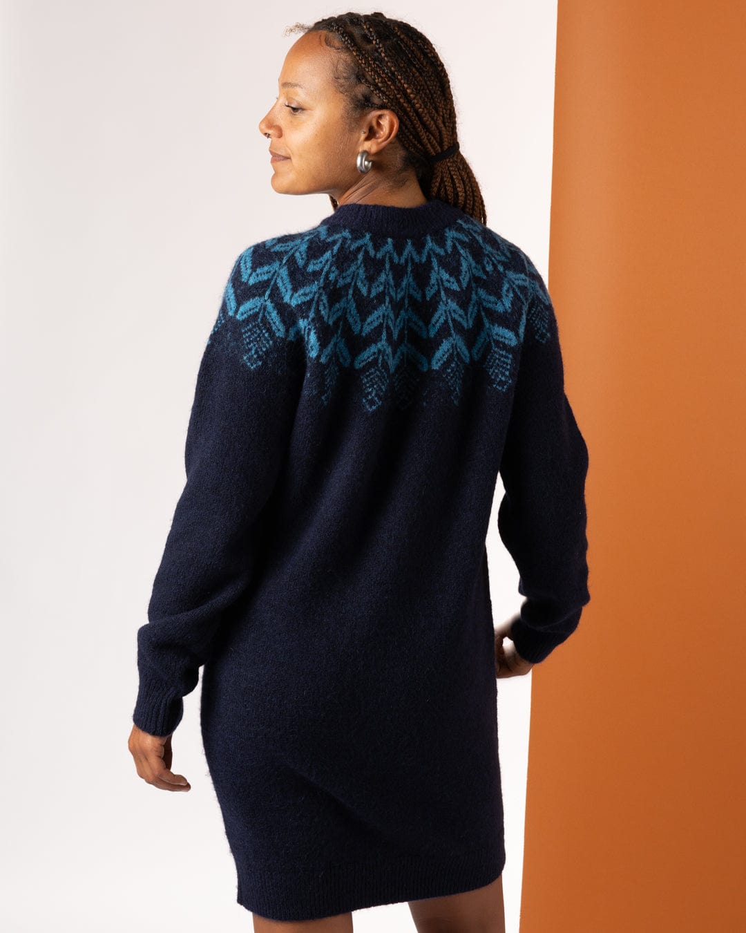 Fairisle - Womens Knitted Dress - Blue