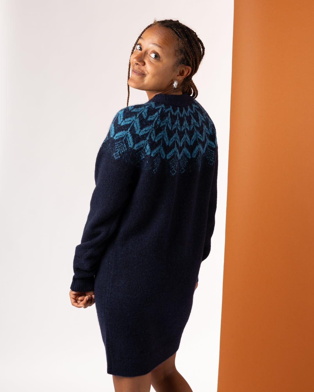 Fairisle - Womens Knitted Dress - Blue