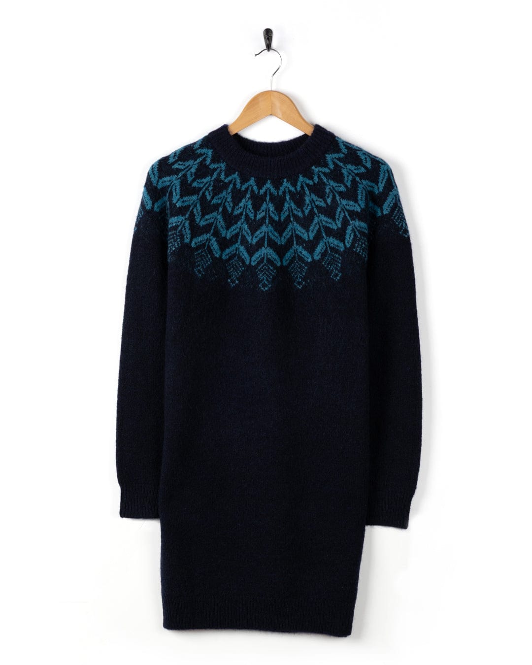 Fairisle - Womens Knitted Dress - Blue
