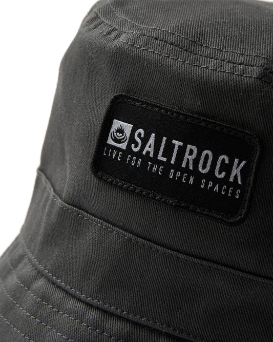 Black nylon Dockyard bucket hat with Saltrock badge.