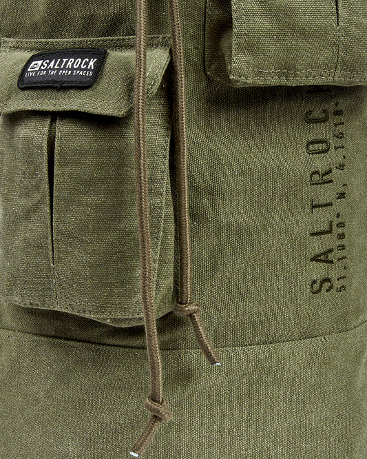A Saltrock Dockyard - Duffle Bag - Dark Green with the word saltrock on it.