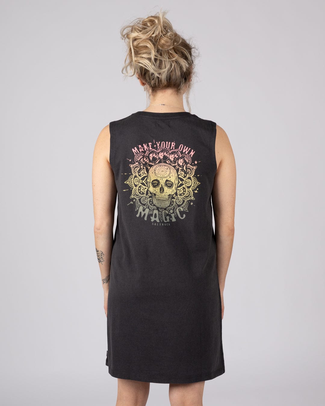 Make Magic - Womens Tank Dress - Dark Grey