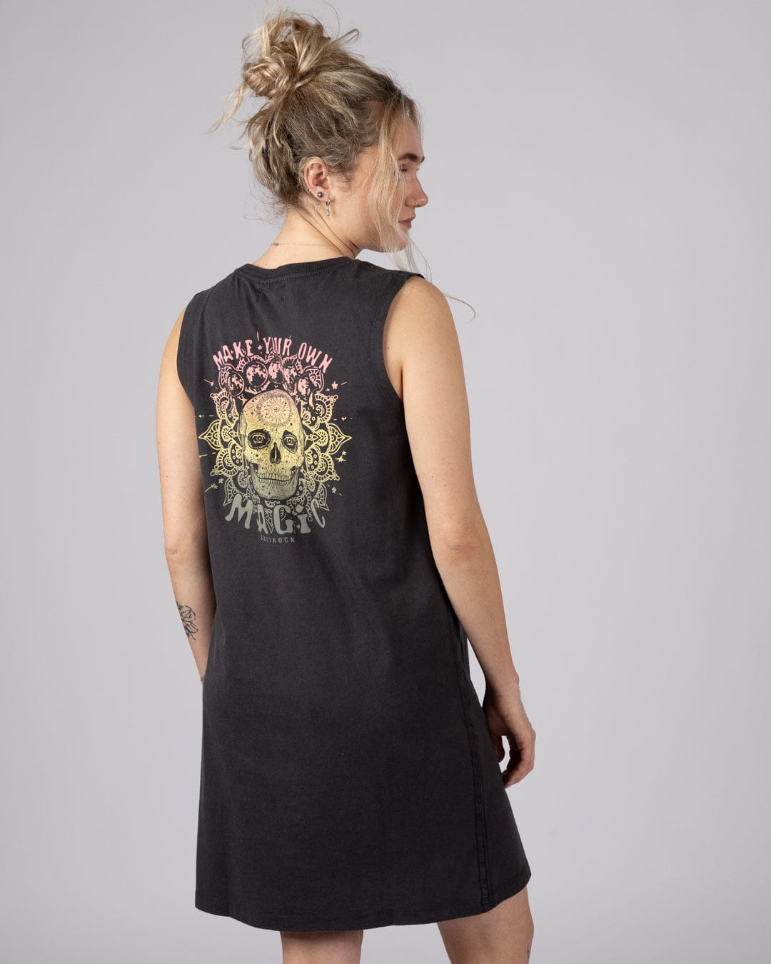 Make Magic - Womens Tank Dress - Dark Grey