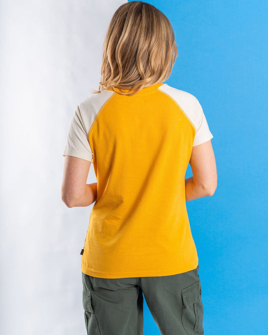 Atlantic Stripe - Womens Raglan Short Sleeve T-Shirt - Yellow