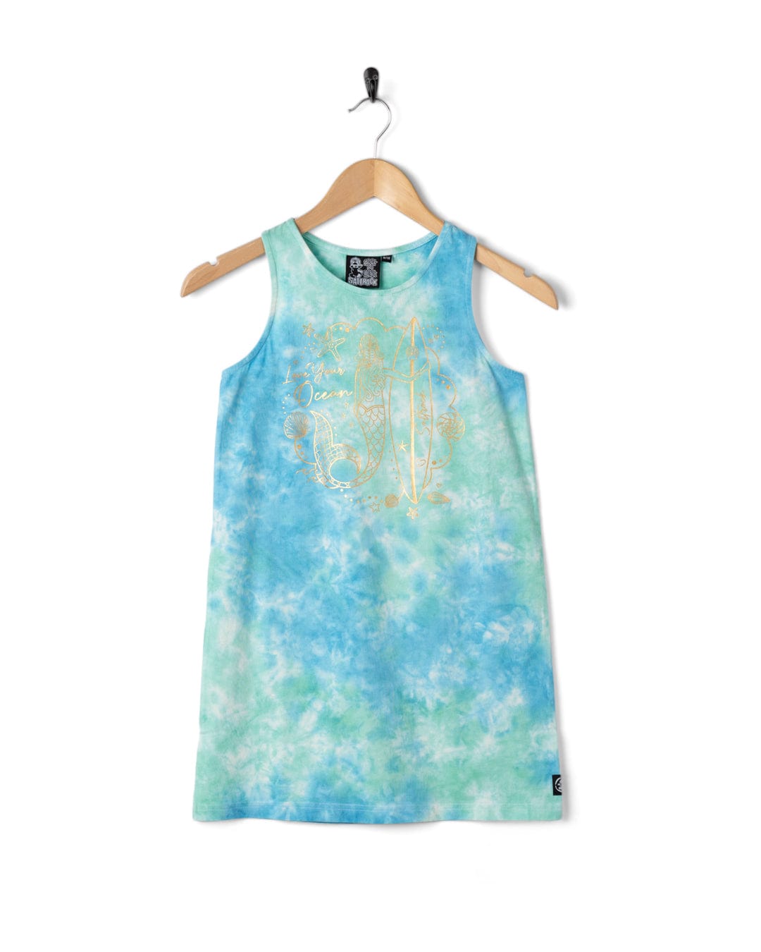 Mermaid Surf - Kids Tie Dye Dress - Turquoise