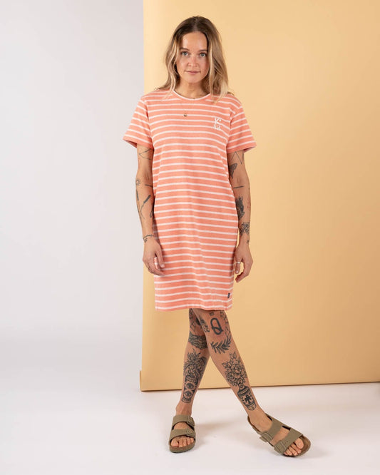 Jesa - Womens T-Shirt Dress - Coral