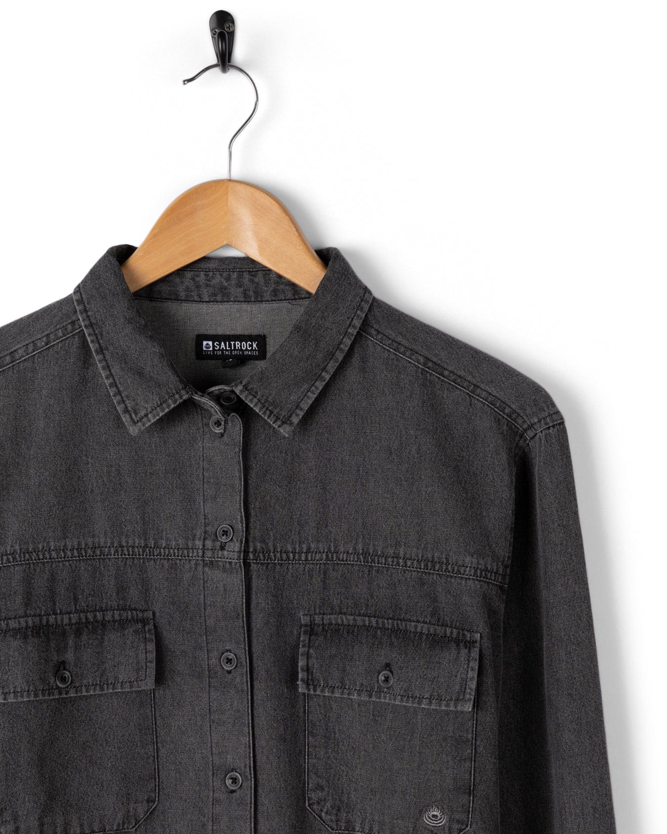 Lori - Womens Washed Denim Dress - Black
