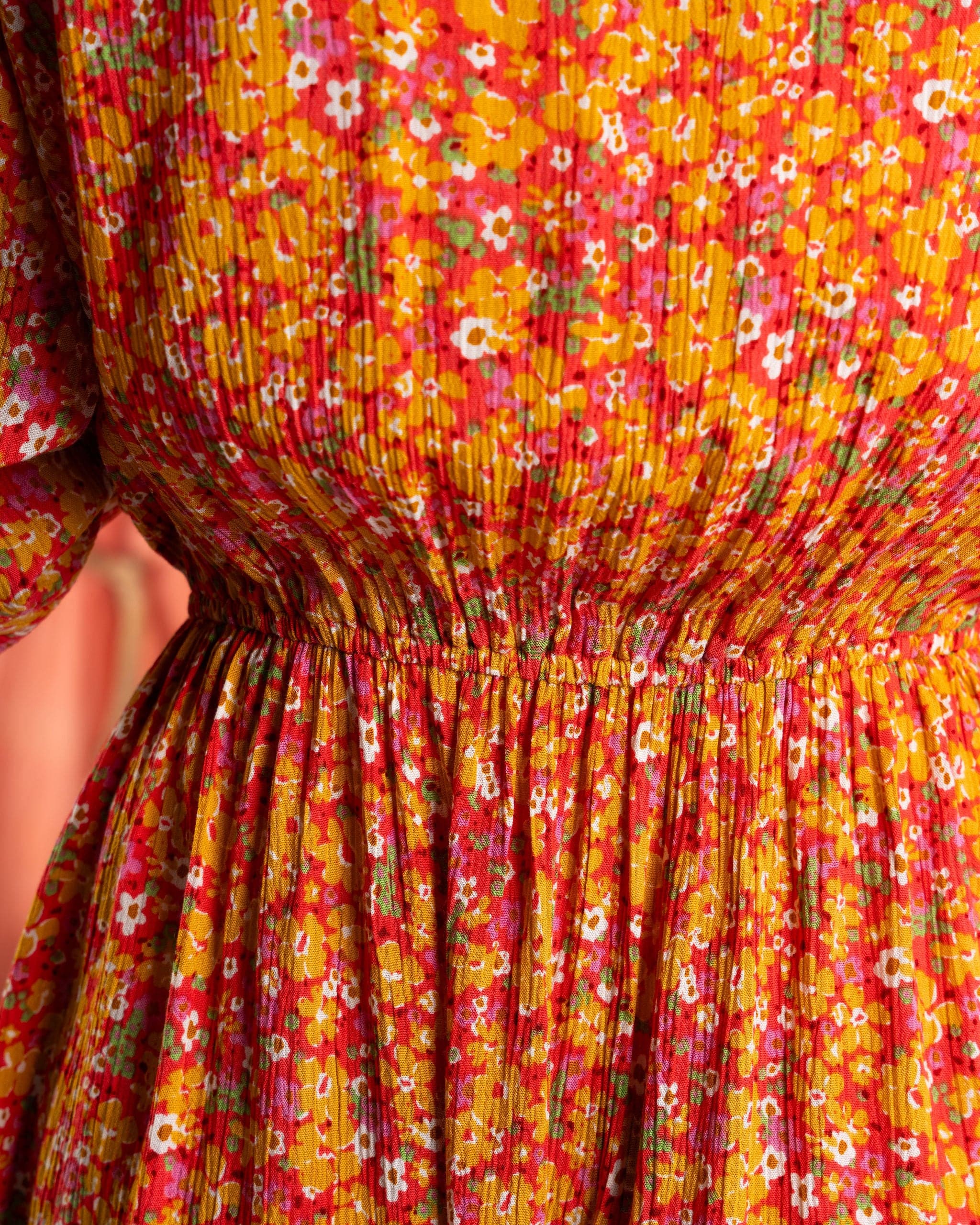 Nova - Womens Floral Midi Dress - Coral