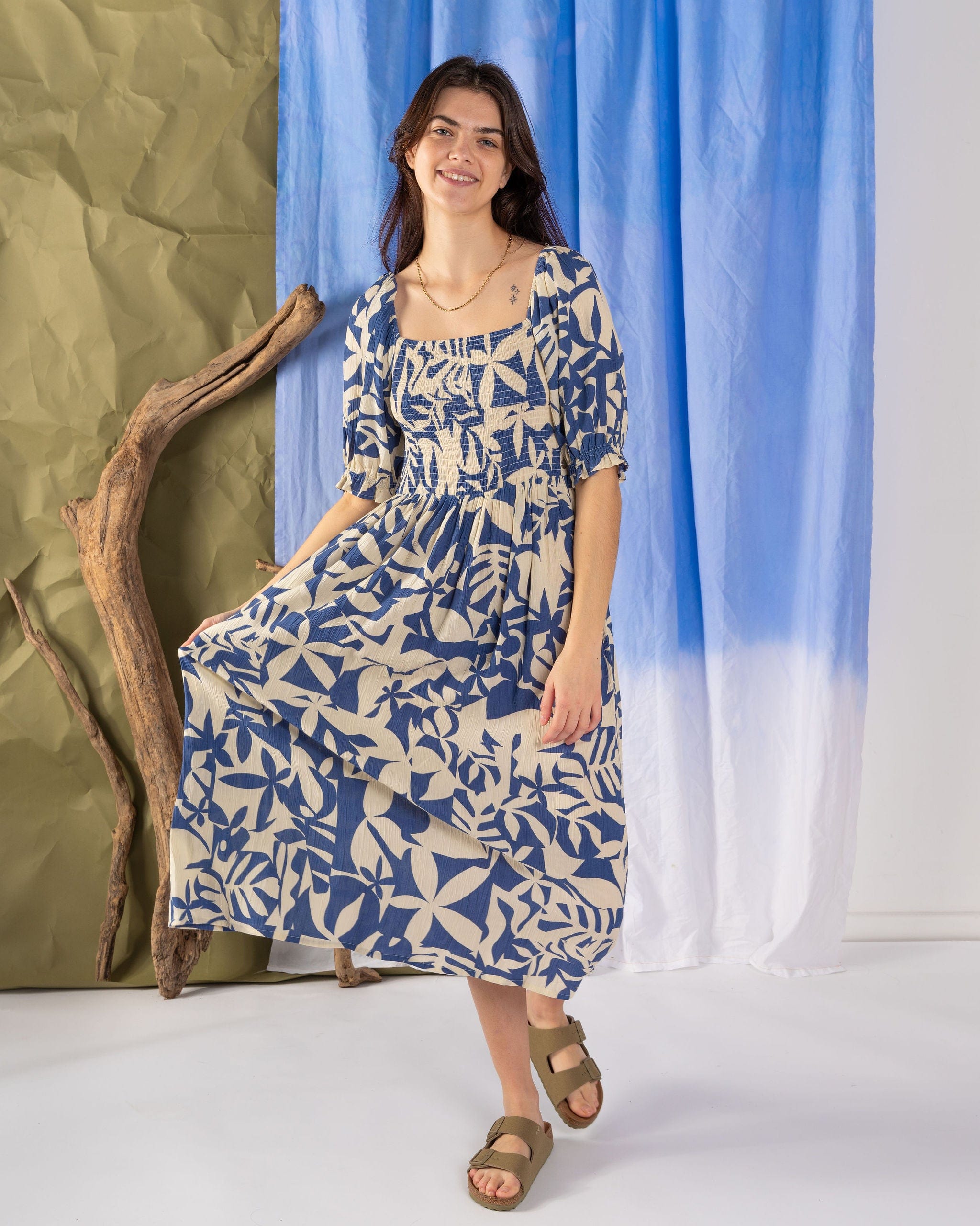 Balance Larran - Womens Midi Dress - Blue