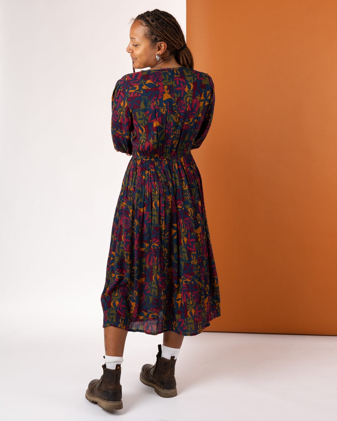 Nova Balance - Womens Midi Dress - Blue/Burgundy