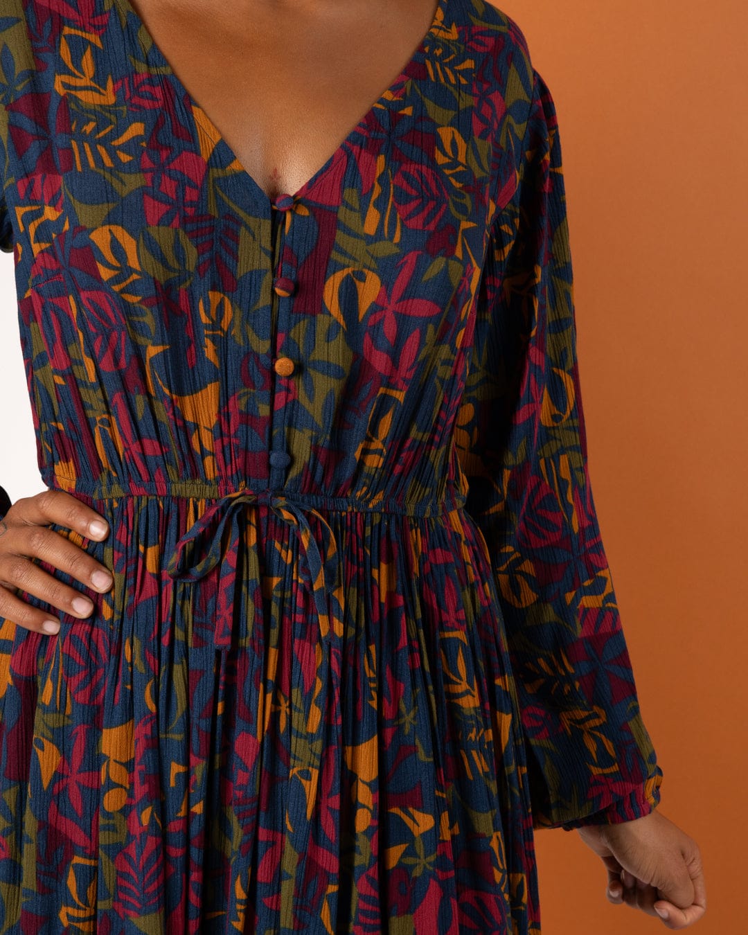 Nova Balance - Womens Midi Dress - Blue/Burgundy