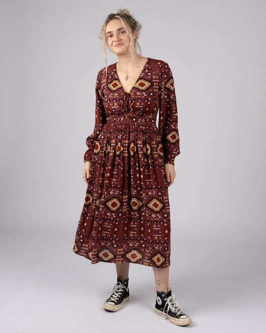 Sabina - Womens Midi Dress - Dark Pink