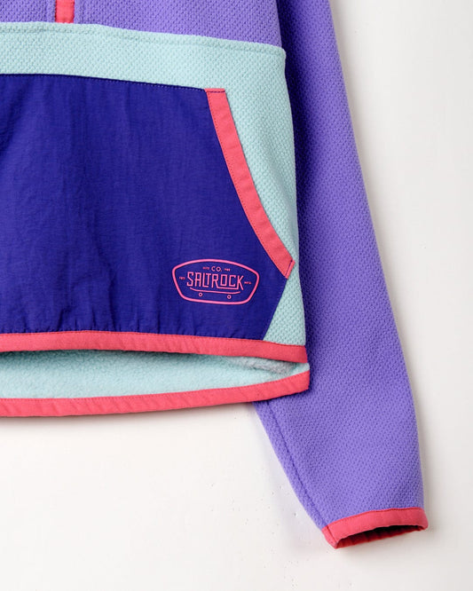 Saltrock Ella - Girls 1/4 Neck Fleece - Purple feature contrasting colors and textured knit design.