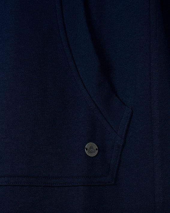 A close up of a Saltrock Elsa - Womens Hooded Sweat Dress - Dark Blue with buttons.