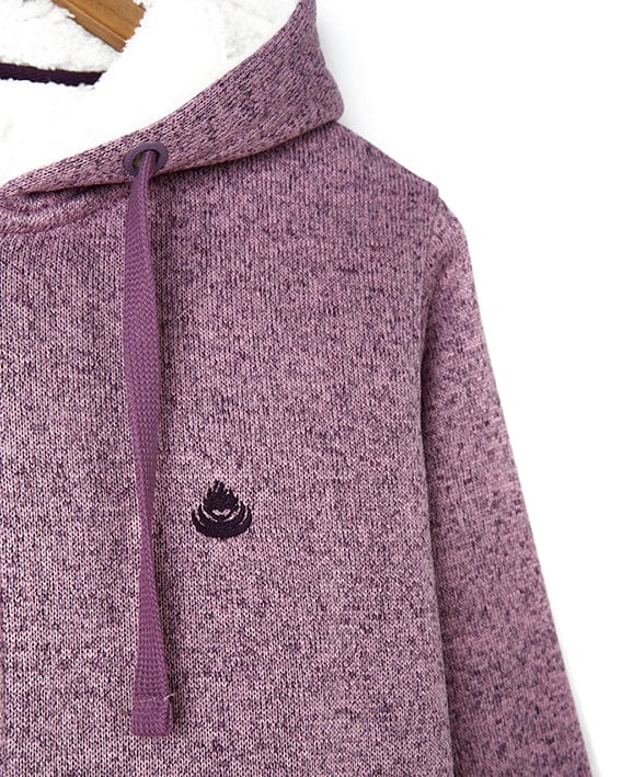 A Saltrock Farley - Lined Zip Hoodie - Purple with a white logo on it.