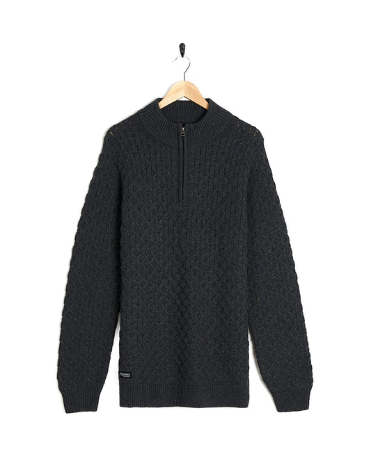 A textured Flint - Mens 1/4 Neck Zip Knit - Black sweater from Saltrock.