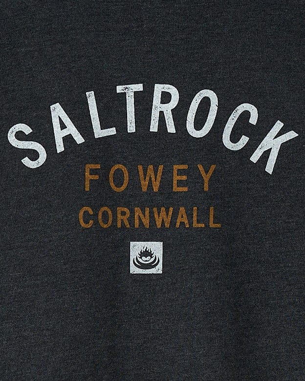 Saltrock Fowey Cornwall Location Zip Hoodie - Dark Grey.