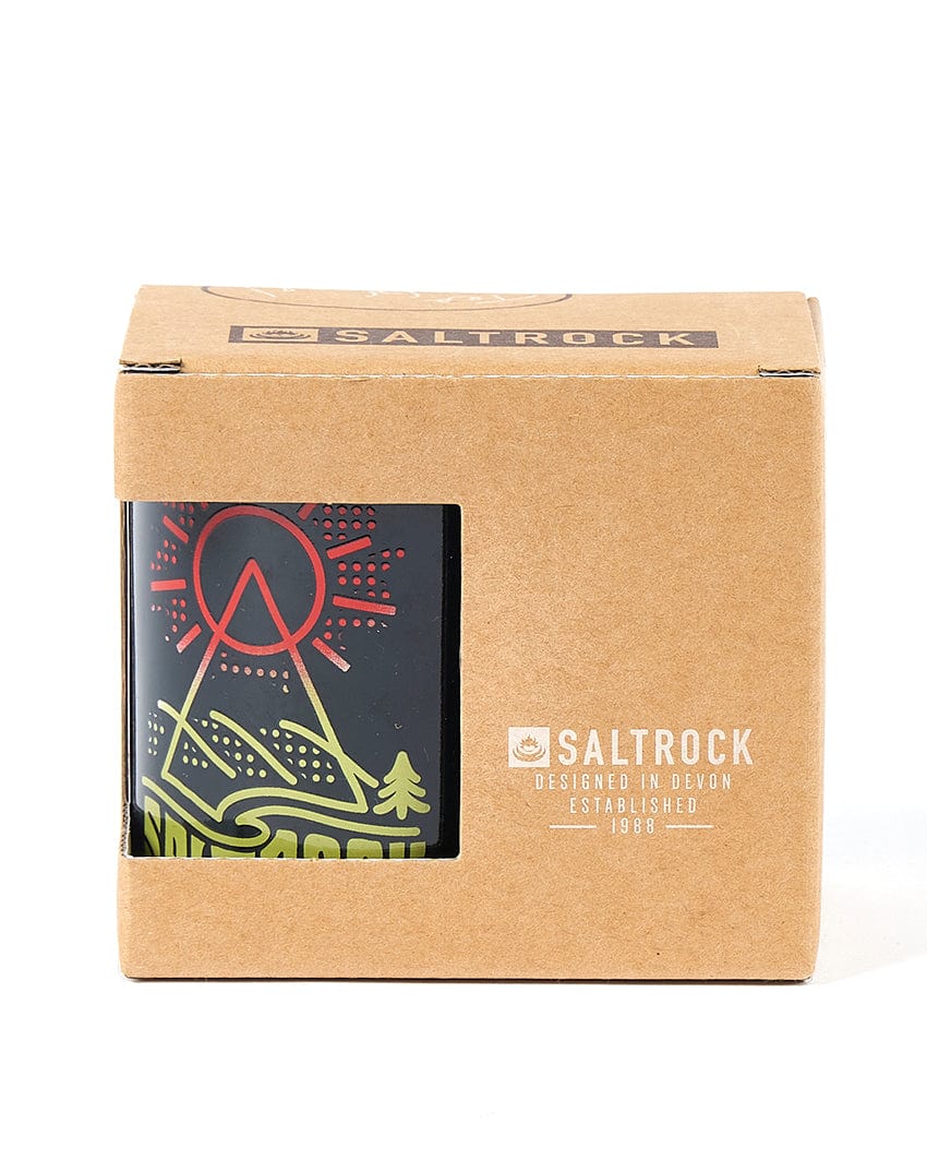The Geopeak - Mug - Black by Saltrock is in a cardboard box.