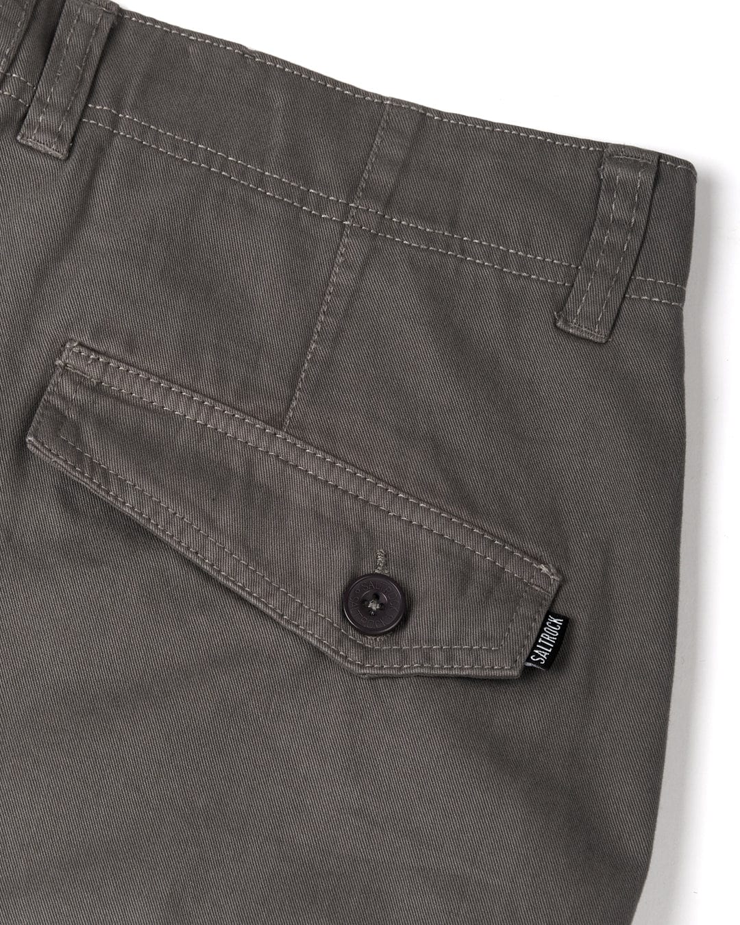 Saltrock Godrevy 2 - Mens Cargo Trousers - Dark Grey with a back pocket, button closure, and belt loops.